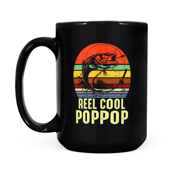 Vintage Reel Cool Pop-Pop Fishing Funny Grandpa PopPop Mug - Black Mug