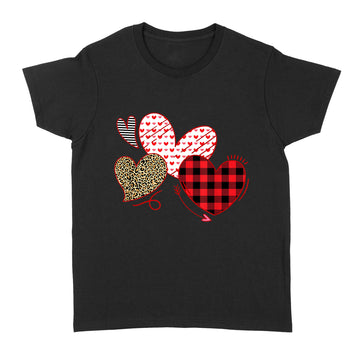 Girls Valentines Day Shirts Hearts Love Leopard Plaid Kids T-Shirt - Standard Women's T-shirt