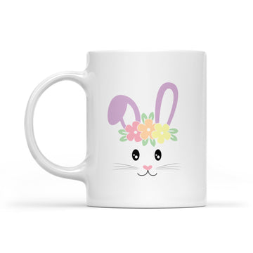 Cute Easter Bunny Face Pastel Mug For Girls - White Mug