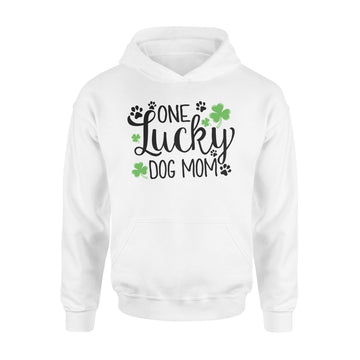 One Lucky Dog Mom Shamrock Paw Shirt St Patrick's Day Graphic Tee - Standard Hoodie