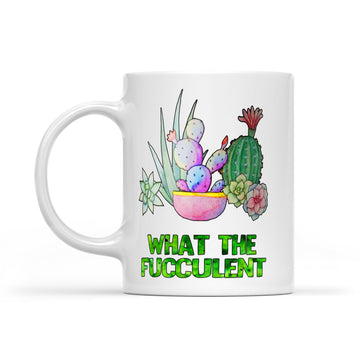 Cactus What The Fucculent Mug - White Mug
