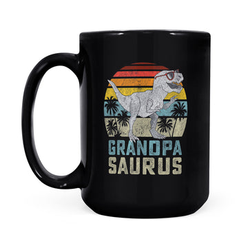 Grandpasaurus T-Rex Dinosaur Grandpa Saurus Family Matching Mug - Black Mug