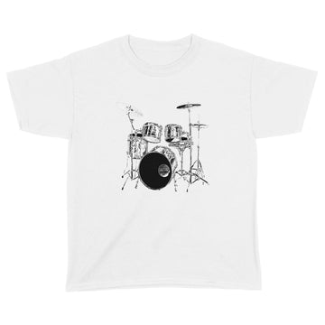 Drummer Vintage Drum Set Drumset Drummers Drumming Funny Shirt - Standard Youth T-shirt