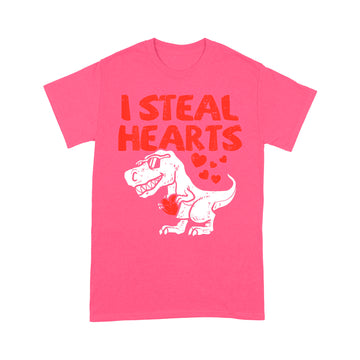 Kids I Steal Hearts Trex Dino Cute Baby Boy Valentines Day Gift T-Shirt - Standard T-shirt