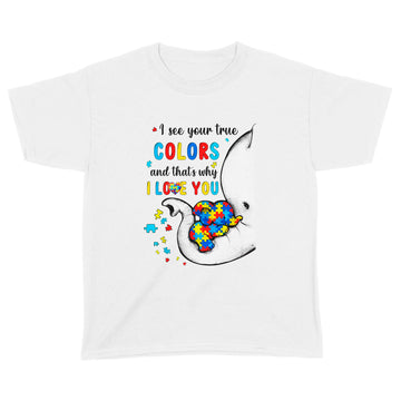 Autism Awareness Elephant I See Your True Colors Puzzle Piece Shirt