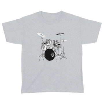 Drummer Vintage Drum Set Drumset Drummers Drumming Funny Shirt - Standard Youth T-shirt