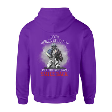 Death Smiles At US All Only The Veterans Smile Back American Flag Shirt Veteran Print On Back T-Shirt - Standard Hoodie