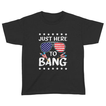 I'm Just Here To Bang Usa Flag Sunglasses Shirt Funny 4th Of July Gifts - Standard Youth T-shirt