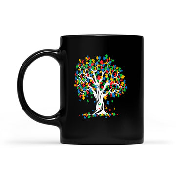Tree Of Life Autism Awareness Month Funny Asd Supporter Gift Mug - Black Mug