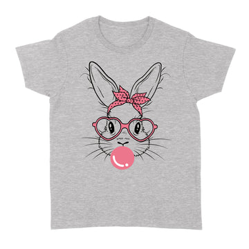 Bunny Face With Heart Glasses For Boys Men Kids Easter Day Shirt - Standard Women's T-shirt