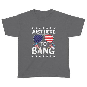 I'm Just Here To Bang Usa Flag Sunglasses Shirt Funny 4th Of July Gifts - Standard Youth T-shirt