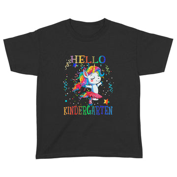 Unicorn Hello Kindergarten Hearts Shirt Back To School - Standard Youth T-shirt