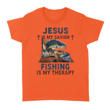 Jesus Is My Savior Fishing Is My Therapy Graphic Tees Shirt - Standard Women's T-shirt