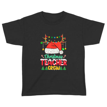 Santa and Reindeer Teacher Crew Merry Christmas Shirt Funny Xmas Gift