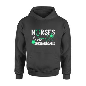 Nurses Love Shenanigans Funny St Patrick's Day Nursing T-Shirt - Standard Hoodie