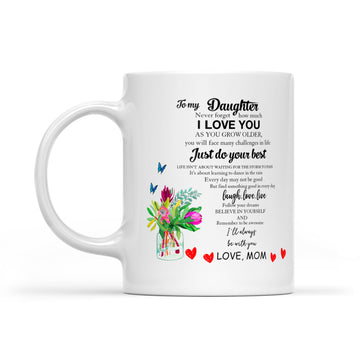 To My Daughter Never Forget How Much I Love You  As You Grow Older I'll Always Be With You Love Mom Mug - White Mug