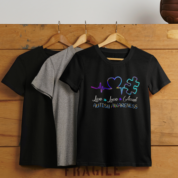 Live Love Accept Autism Awareness Shirt - Standard T-Shirt