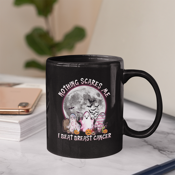Nice Ghosts Nothing Scares Me I Beat Breast Cancer Halloween Funny Mug - Black Mug