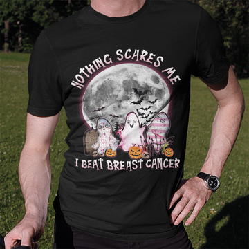 Nice Ghosts Nothing Scares Me I Beat Breast Cancer Halloween Funny Shirt - Standard T-Shirt