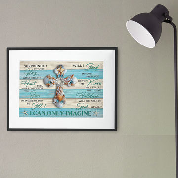 Seashell Cross I can only Imagine Jesus Canvas - Poster, Jesus Starfish Poster, God Poster Print, Faith Canvas - Standard Poster