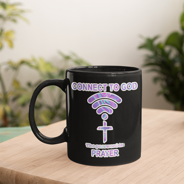 Connect To God The Password Is Prayer Mug Wifi Cross - Black Mug